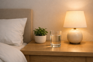 A calm bedroom setup supporting a consistent sleep routine as part of smart living