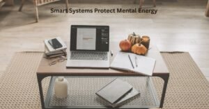 Organized desk with planner and laptop representing structured systems that support mental clarity